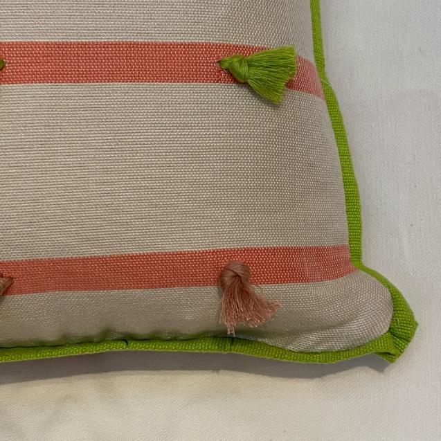 pompom cushion edge closeup